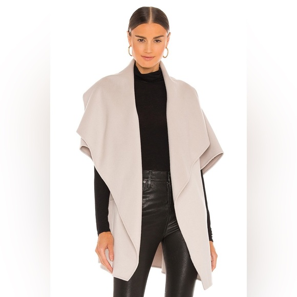 Lamarque Penelope Double Face Wool Gray 3/4 Sleeve Open Drape Front Coat EUC M/L